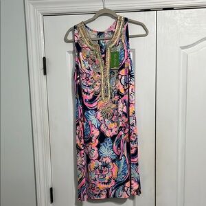 LILLY PPULITZER Floral Sleeveless Dress with Gold Details